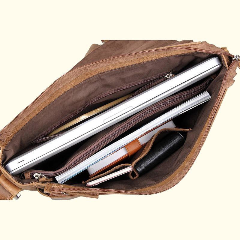 YAAGLE Crazy Horse Leather Messenger Bag For Men Top Handle bag Laptop –