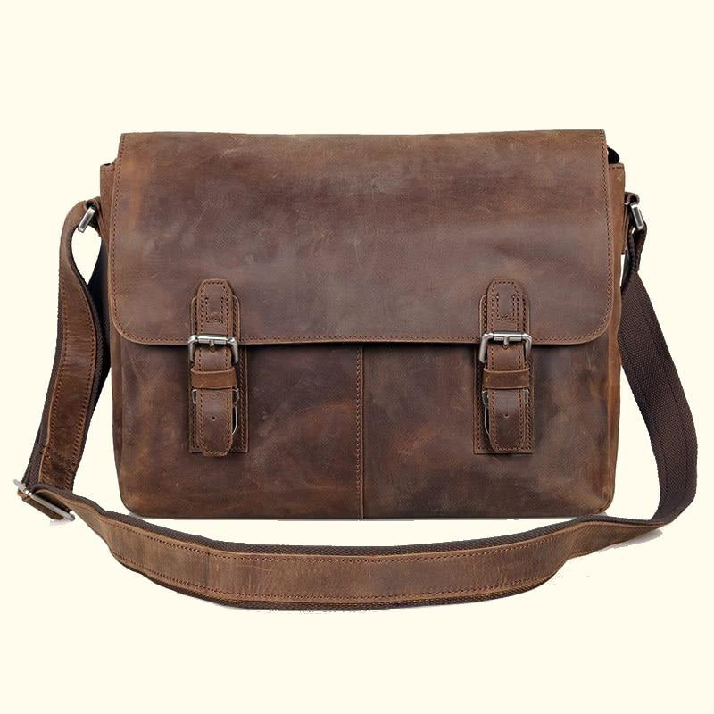 Crazy Horse Cow Leather Messenger Bag