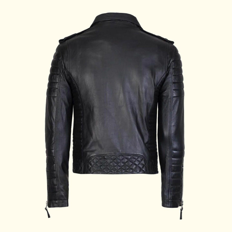 Men Slim Fit Motorcyle Leather Jacket