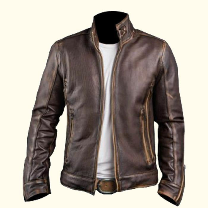 Cafe racer vintage leather jacket top