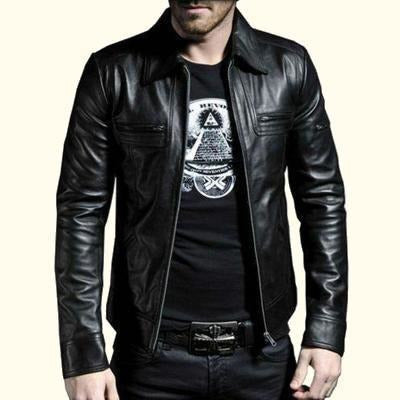 Men's Slim Fit Genuine Leather Motorcycle Jacket
